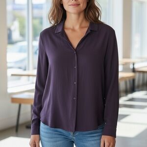 Uniqlo Women's Deep Purple Button-Down Shirt
